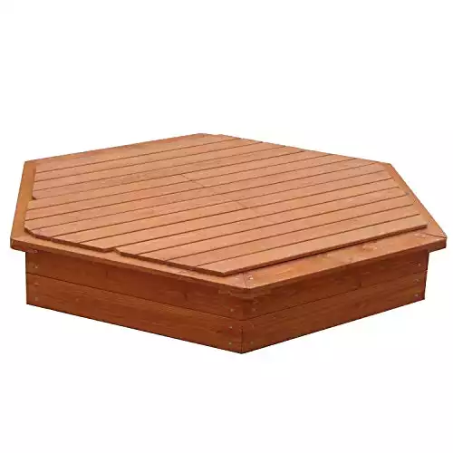 Large Hexagonal Wooden Sandpit (With Lid)